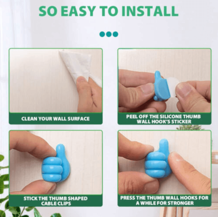 Self-Adhesive Thumb Hooks for Cables and Small Items - image 7