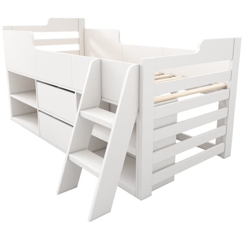 Children's White Mid Sleeper Bed with Drawers & Shelves - image 38
