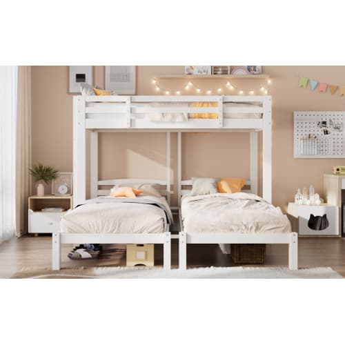 Triple Sleeper Bunk Bed for Kids & Teens - White - image 4