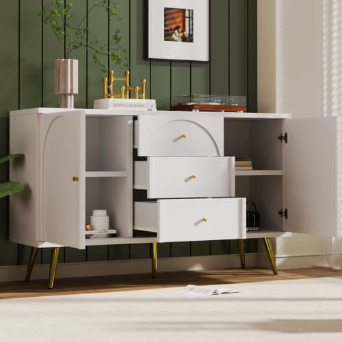 Modern Cream White Sideboard with Arched Drawer Fronts - image 11