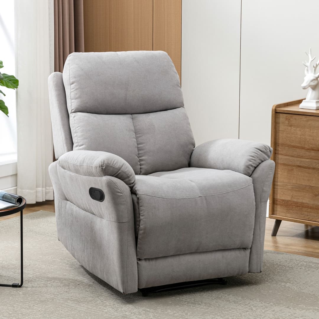 Comfortable Fabric Recliner Armchair with Adjustable Footrest - image 7