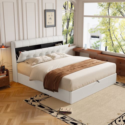 Upholstered Ottoman Bed with Hydraulic Storage & Headboard Compartment (4ft6 Double) - image 15