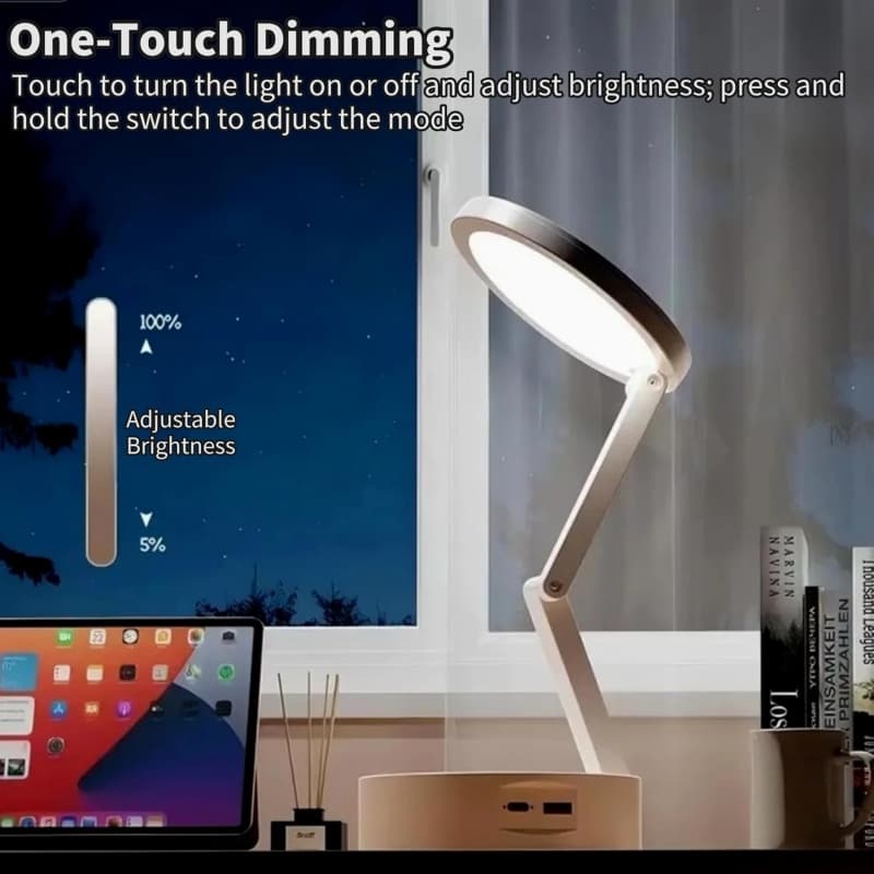 Rechargeable Foldable Desk Lamp with Built-In LED Clock - image 9