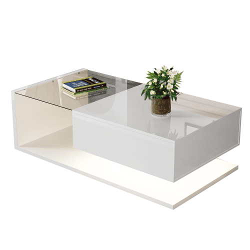 Modern High Gloss Coffee Table with 16-Colour LED Lighting - image 12