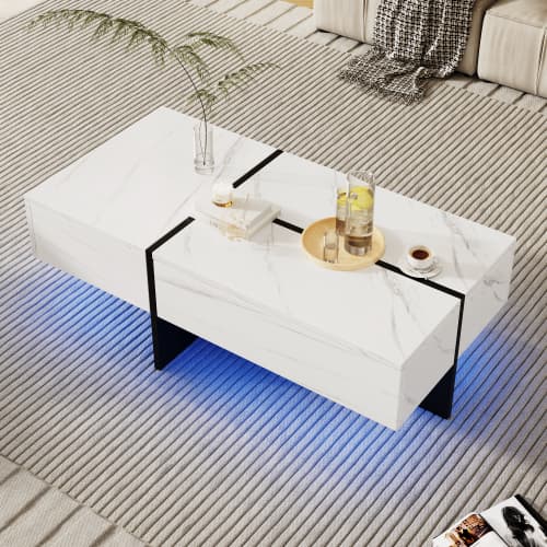 High-Gloss Coffee Table with App-Controlled LED Lighting - image 1