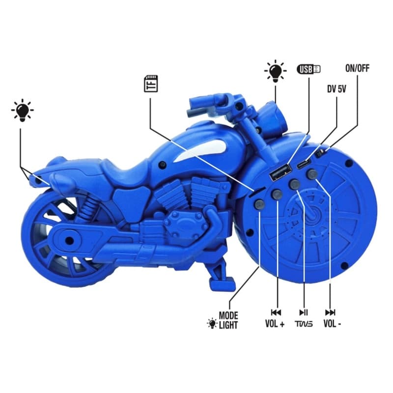 Vintage Motorcycle Bluetooth Speaker with LED & FM Radio - image 14