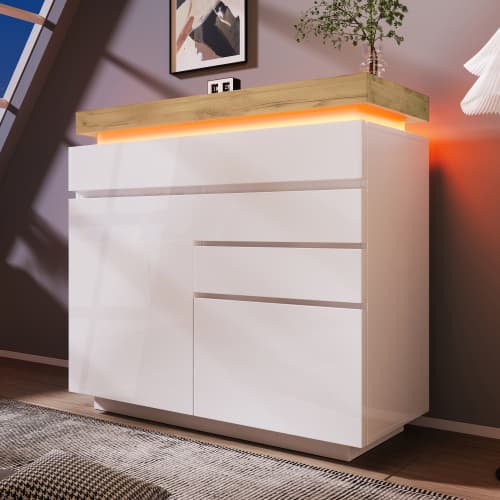 Modern High Gloss Sideboard with App-Controlled LED Lighting - image 8
