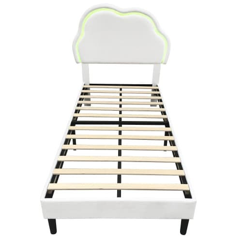 Discover the Cream Velvet Single Bed with LED Cloud Headboard - image 12