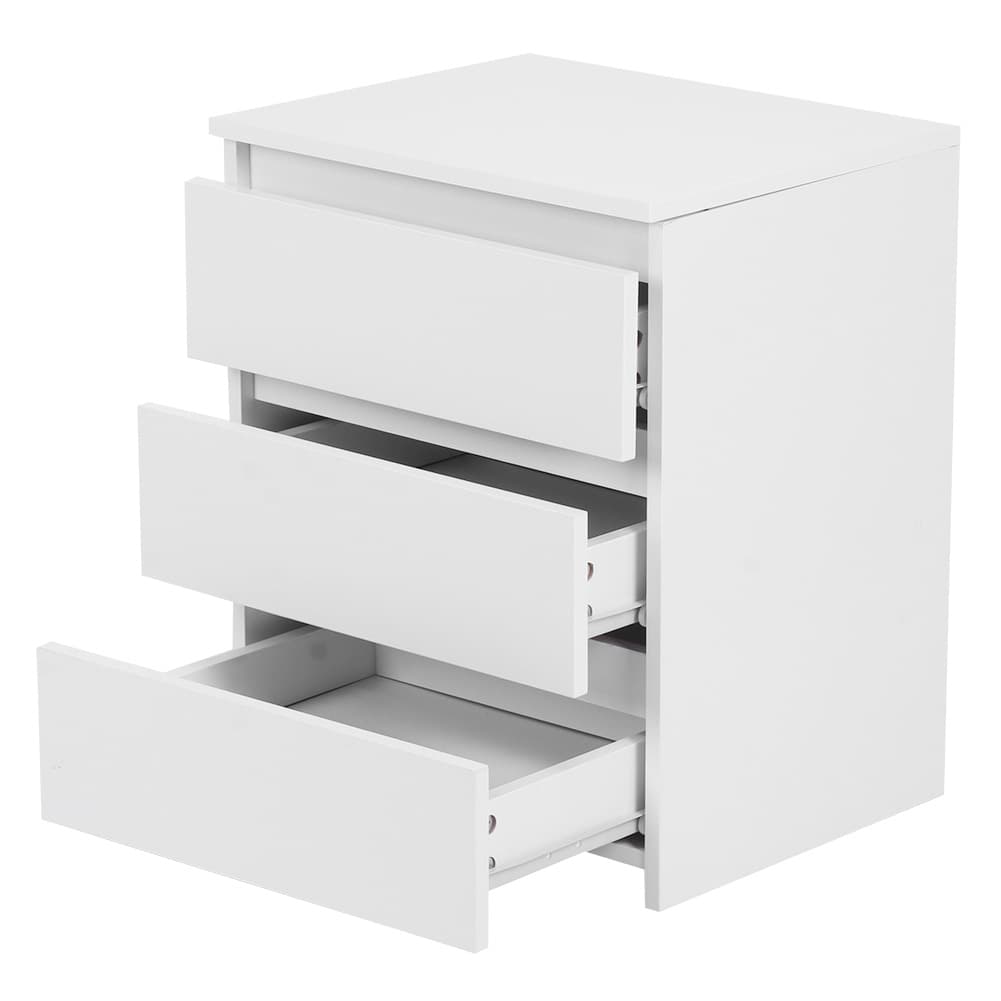 White Bedside Table with 3 Storage Drawers - image 9