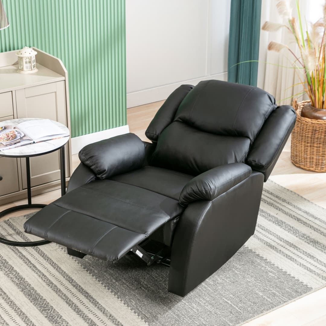 Adjustable Recliner Armchair in Black PU Leather - image 8
