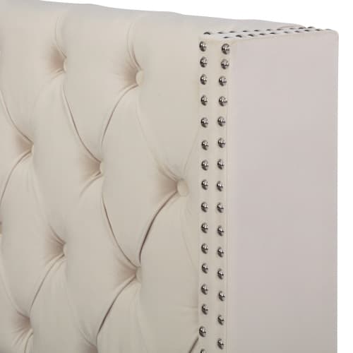 Upholstered King Size Ottoman Bed in Beige Velvet - image 17