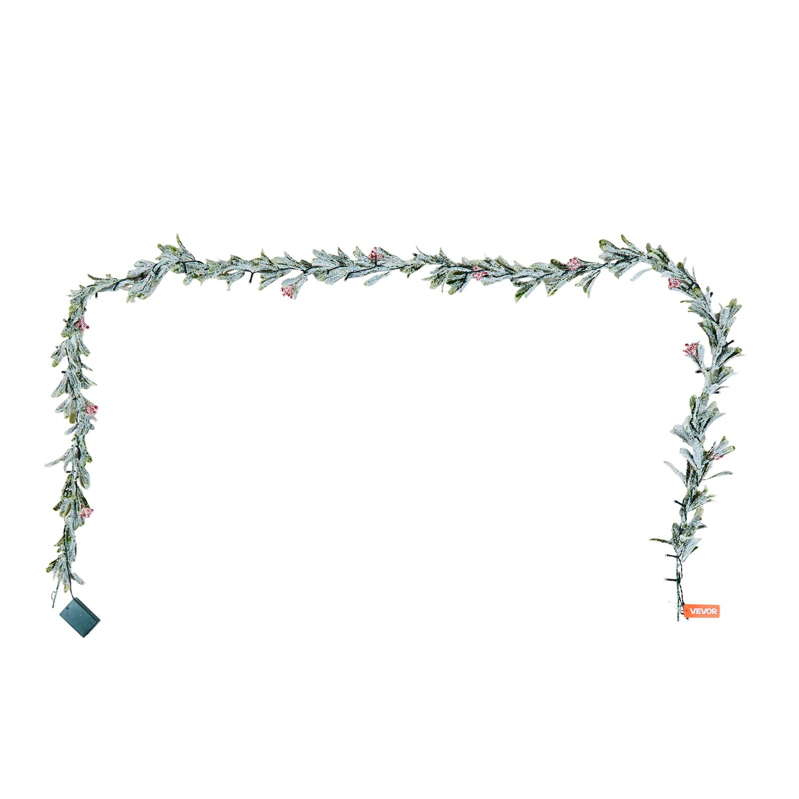 Pre-Lit 9ft Christmas Garland with Olive Leaves & Red Berries - image 2