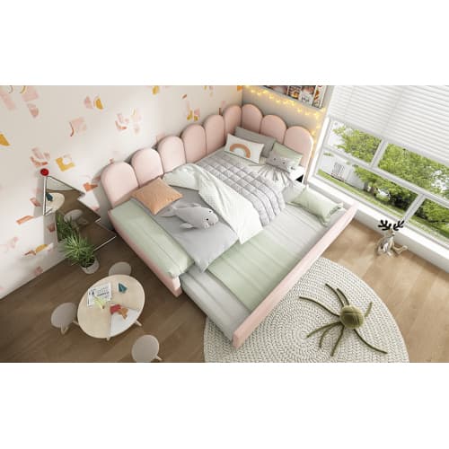 Upholstered Daybed in Pink Velvet with Pull-Out Guest Bed - image 23