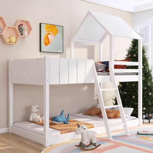 Solid Wood Treehouse Mid-Sleeper Cabin Bed for Kids