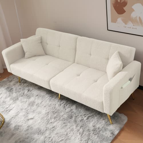 Chic 2 Seater Click Clack Sofa Bed with Side Pockets - image 4
