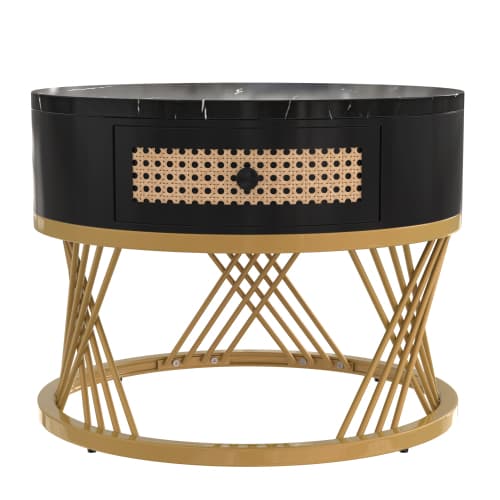 Set of 2 Round Nesting Coffee Tables with Gold Legs & Storage - image 5