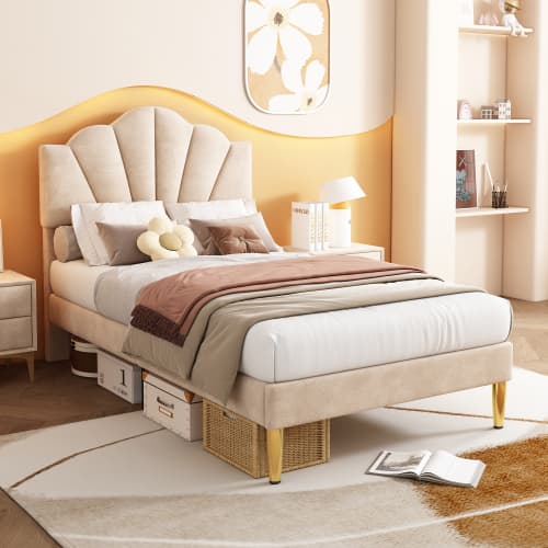 Transform Your Bedroom with this Velvet Shell Single Bed - image 18