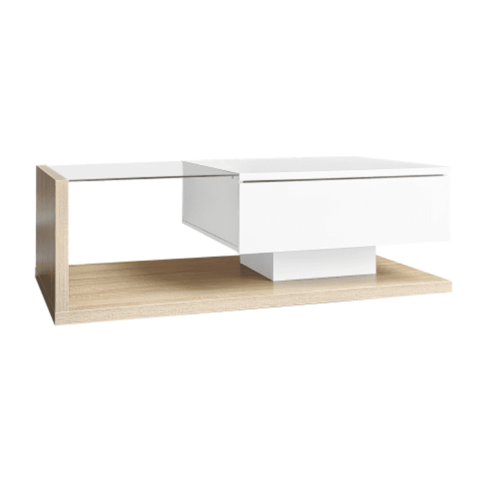 Modern Coffee Table with LED Lights, White High Gloss & Wood Finish - image 12