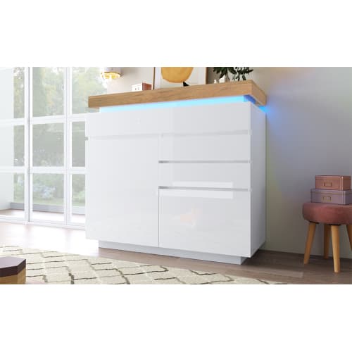 Modern High Gloss Sideboard with App-Controlled LED Lighting - image 11