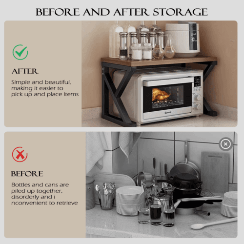 2/3-Tier Adjustable Microwave Oven Rack in Black - image 13