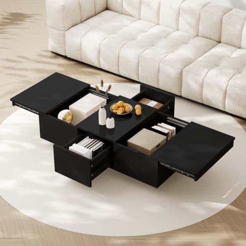 White High Gloss Coffee Table with Hidden Storage - image 11