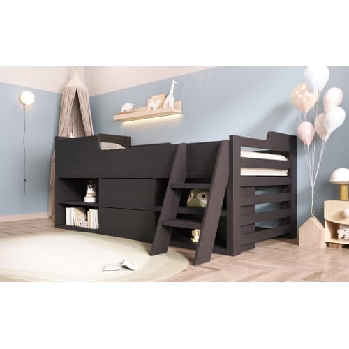 Children's White Mid Sleeper Bed with Drawers & Shelves - image 46