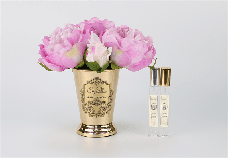 Everlasting Peony Elegance in a Gold-Plated Cone Vase - image 4