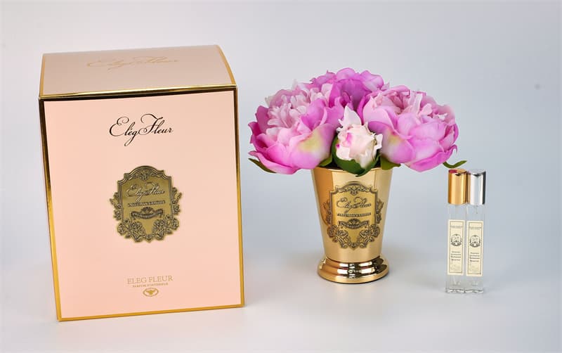 Everlasting Peony Elegance in a Gold-Plated Cone Vase - image 3