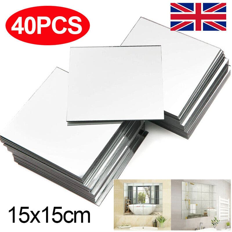 40-Piece Peel-and-Stick Acrylic Mirror Tiles, 15x15cm - image 12