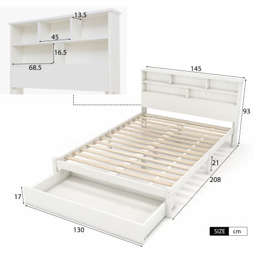 Solid Wood Double Storage Bed with Shelves and Underbed Drawer - image 21
