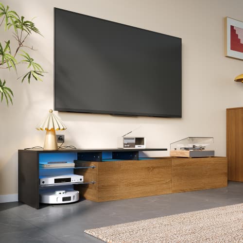 Contemporary TV Unit with LED Ambient Lighting & Storage - image 16