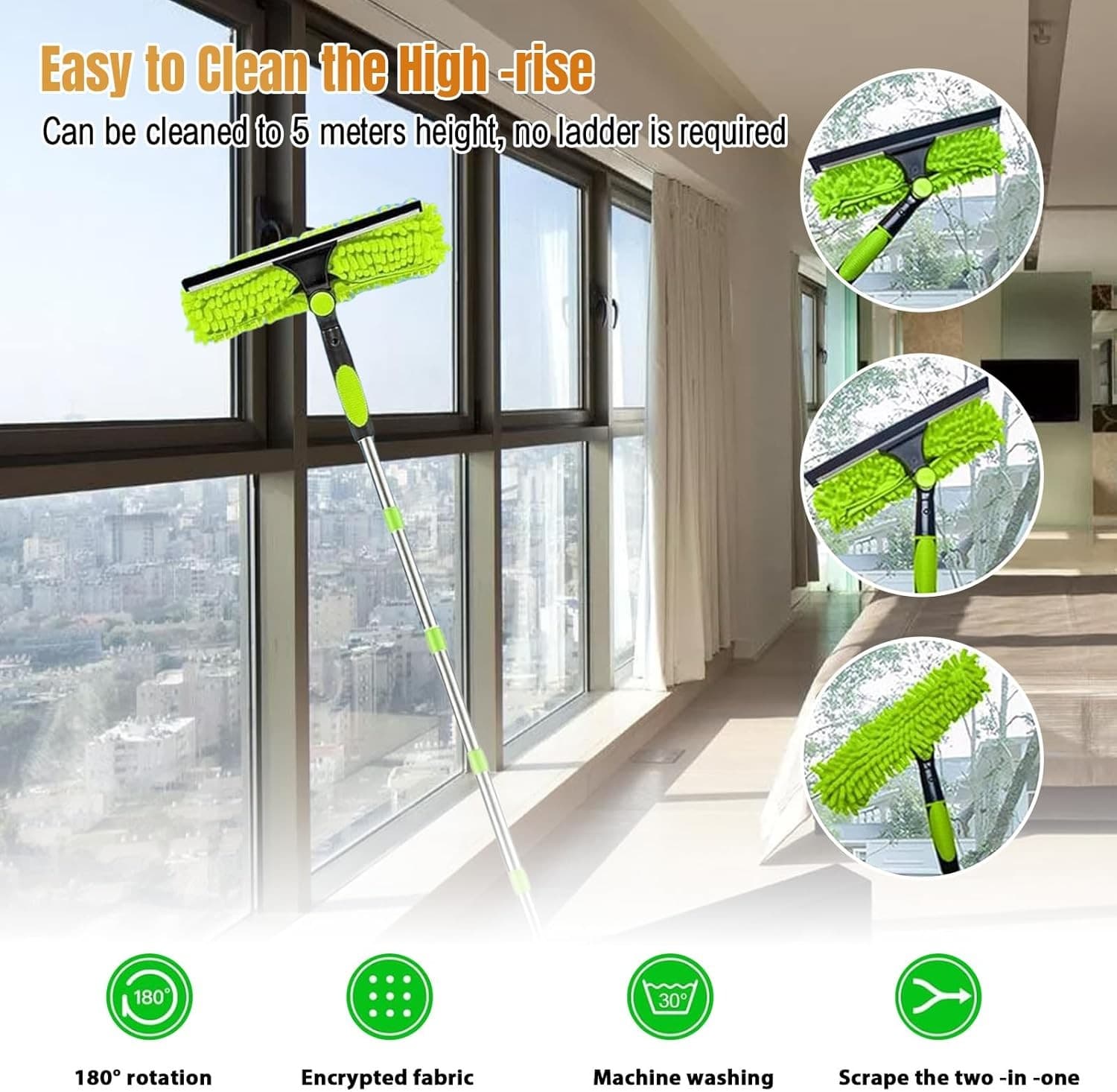 Effortless 4.5m Telescopic Window Cleaner & Squeegee - image 1