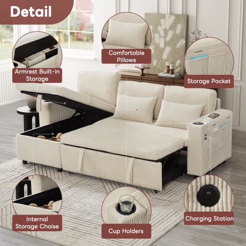 Transform Your Space with this Grey Corduroy Corner Sofa Bed - image 25