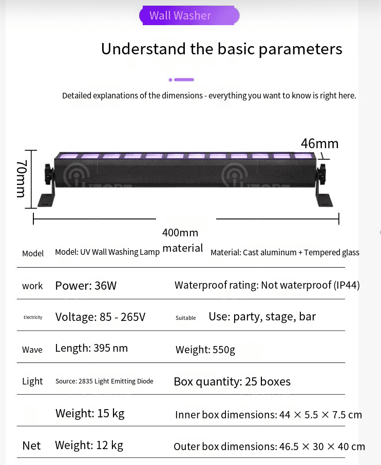 LED Wall Washer with Purple Ambient Light - image 1