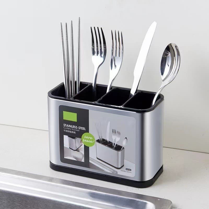 Effortless Kitchen Organisation: 4-Slot Utensil Drainer