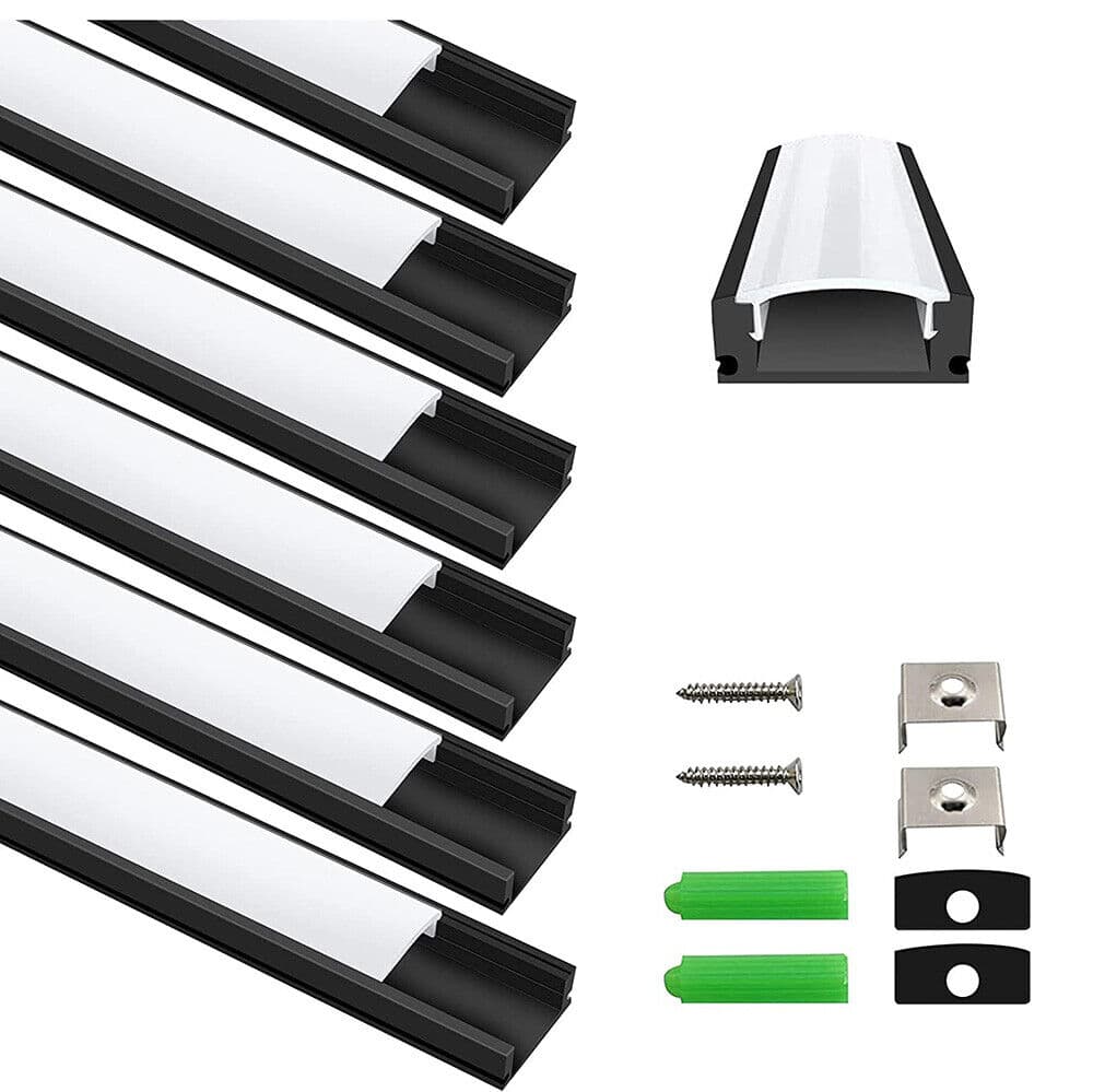 Complete Black Aluminium Channel Kit for LED Strip Lights