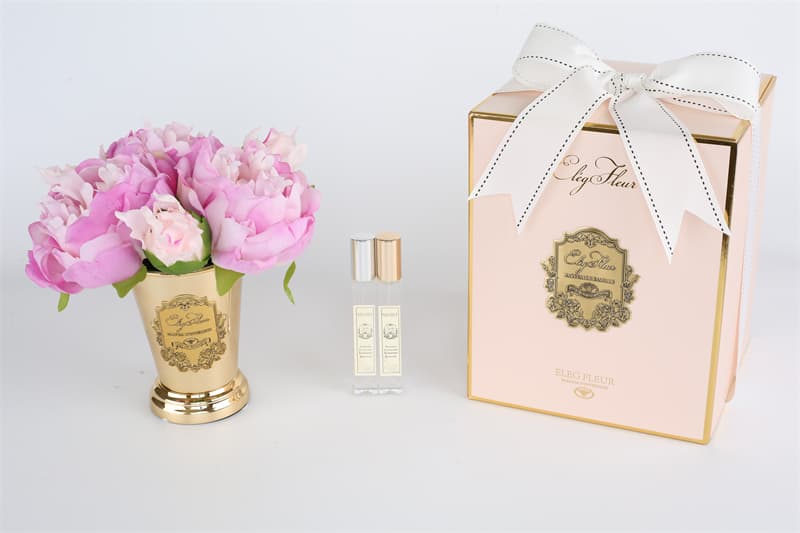 Everlasting Peony Elegance in a Gold-Plated Cone Vase - image 2