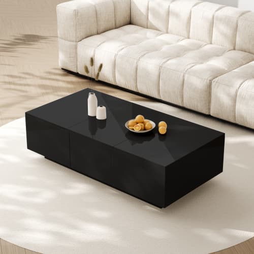 White High Gloss Coffee Table with Hidden Storage - image 18