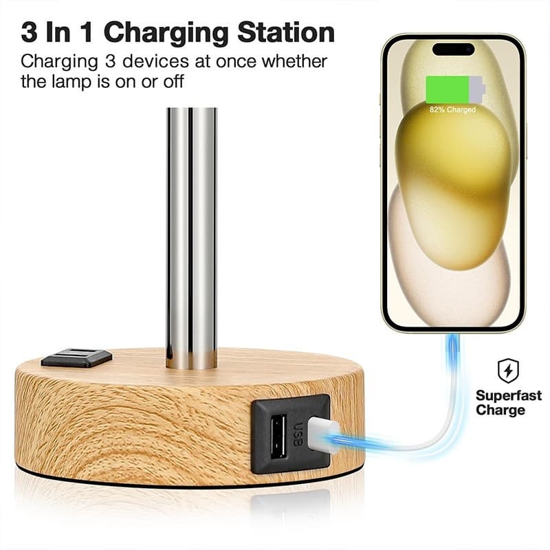Effortless Lighting: 3-Way Dimmable Bedside Lamp with USB - image 10