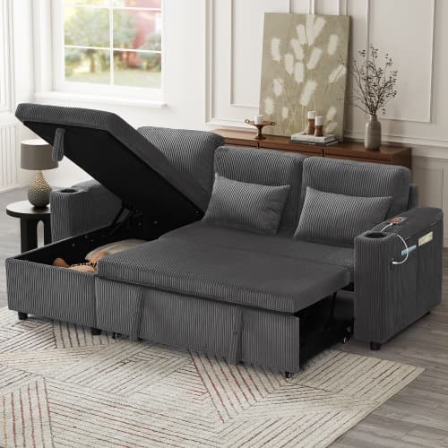 Transform Your Space with this Grey Corduroy Corner Sofa Bed - image 14