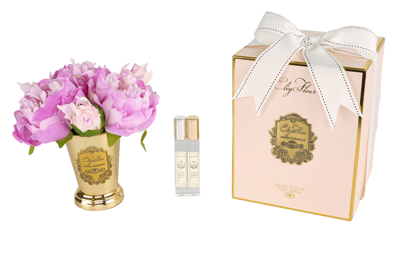 Everlasting Peony Elegance in a Gold-Plated Cone Vase - image 5