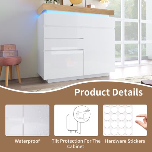 Modern High Gloss Sideboard with App-Controlled LED Lighting - image 7