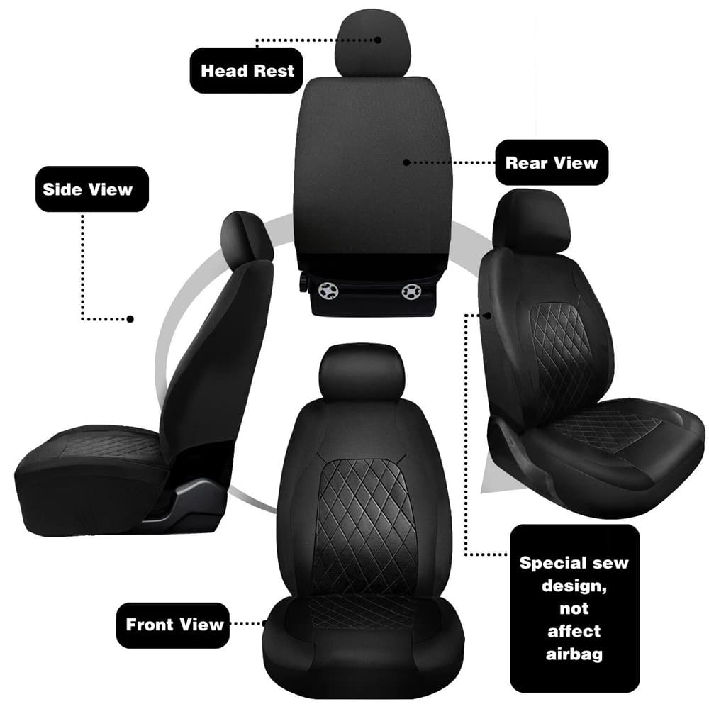 Full Set of Universal Car Seat Covers in Premium PU Leather - image 11