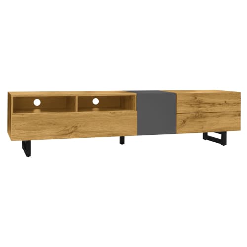 Industrial Style TV Stand, 170cm, in Wood and Grey - image 5