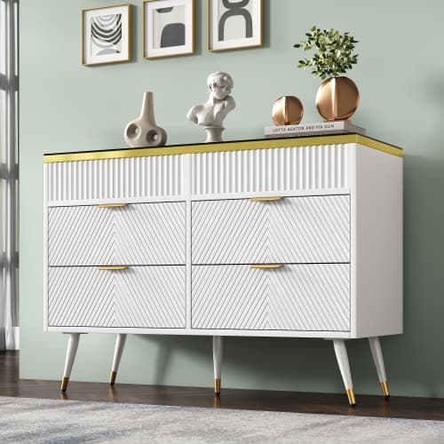 Contemporary White 6-Drawer Sideboard Cabinet - image 25