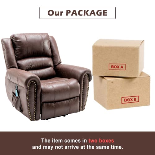 Large Faux Leather Power Lift Recliner with Massage & Heat - image 7