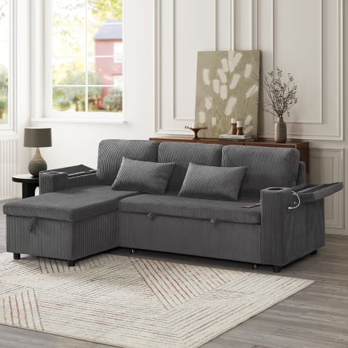 Transform Your Space with this Grey Corduroy Corner Sofa Bed - image 15