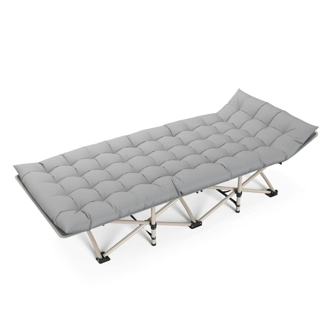 Folding Single Bed with Quilted Grey Mat for Camping and Guests - image 2