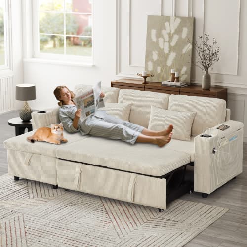 Transform Your Space with this Grey Corduroy Corner Sofa Bed - image 51