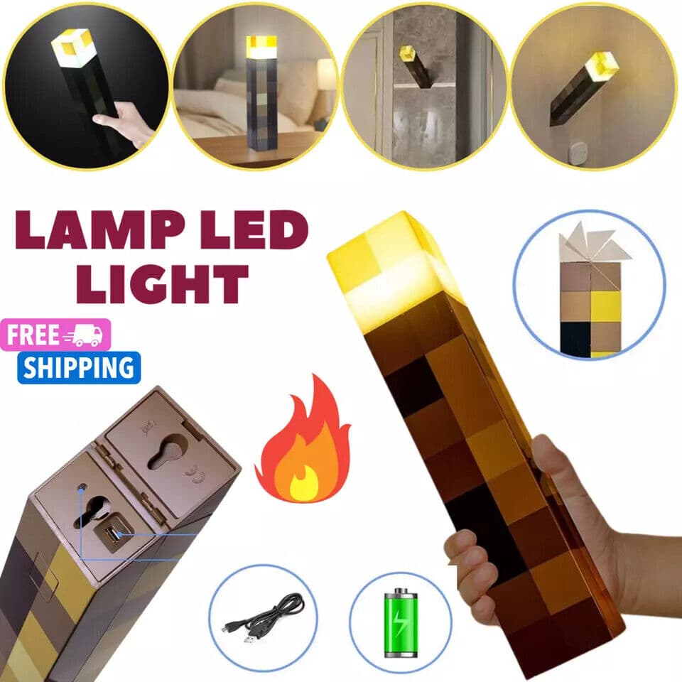 Pixel Torch Wall Lamp for Gaming Bedrooms - image 1